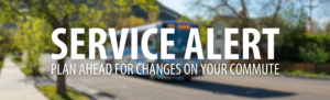 image of RFTA bus with Service Alert, plan for changes on your commute written over it